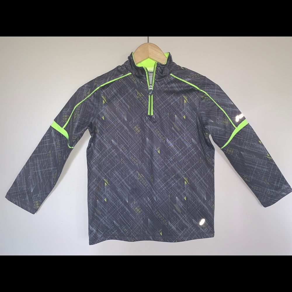 Boys ASICS Athletic Sports Long Sleeve Zippered Sports Shirt size Small 8